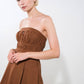Flying Tomato Mystic Muse woven midi dress in mocha, featuring a stylish, flowing design and intricate woven fabric.
