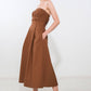 Flying Tomato Mystic Muse woven midi dress in mocha color, featuring a stylish and comfortable design with intricate woven details.