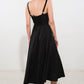 Black Oceanic Opulence woven midi dress by Flying Tomato, featuring intricate fabric details and a stylish, elegant silhouette.