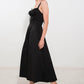Black Oceanic Opulence woven midi dress by Flying Tomato featuring intricate detailing and a stylish, flowing silhouette.
