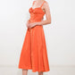 Orange woven midi dress from Flying Tomato's Oceanic Opulence collection, featuring a stylish, flowing design perfect for summer.