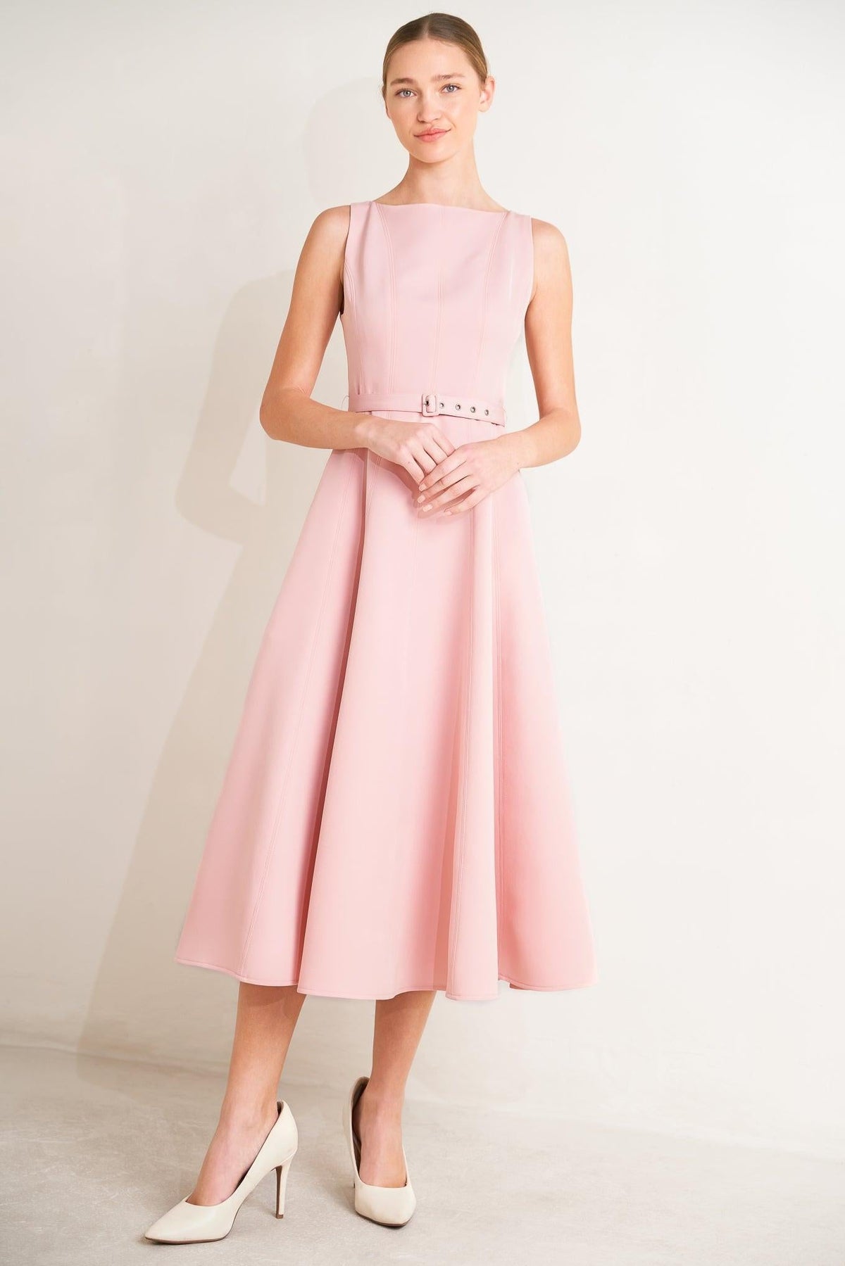 Flying Tomato pink woven midi dress from the Living the Dream collection, featuring a stylish and comfortable design.