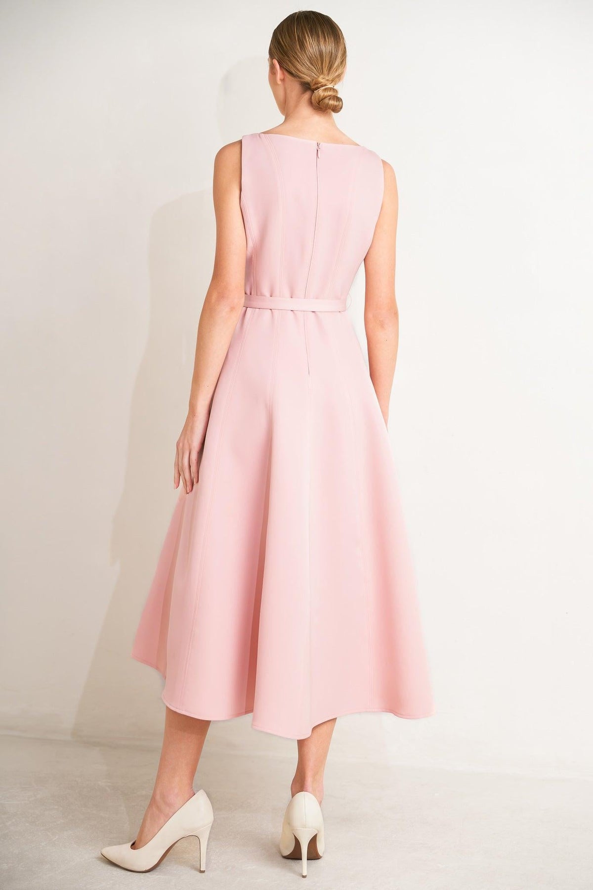 Pink woven midi dress from Flying Tomato's Living the Dream collection, featuring a stylish and comfortable design.