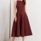 LIVING THE DREAM WINE WOVEN MIDI DRESS