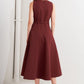 LIVING THE DREAM WINE WOVEN MIDI DRESS