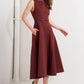 LIVING THE DREAM WINE WOVEN MIDI DRESS