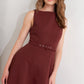 LIVING THE DREAM WINE WOVEN MIDI DRESS