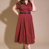PERFECT BALANCE WOVEN MIDI DRESS - BERRY