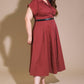 Flying Tomato perfect balance woven midi dress in berry color, showcasing a stylish, flowy dress with a comfortable fit.