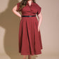 Flying Tomato Perfect Balance Woven Midi Dress in berry color, showcasing a stylish, lightweight dress with a relaxed fit.