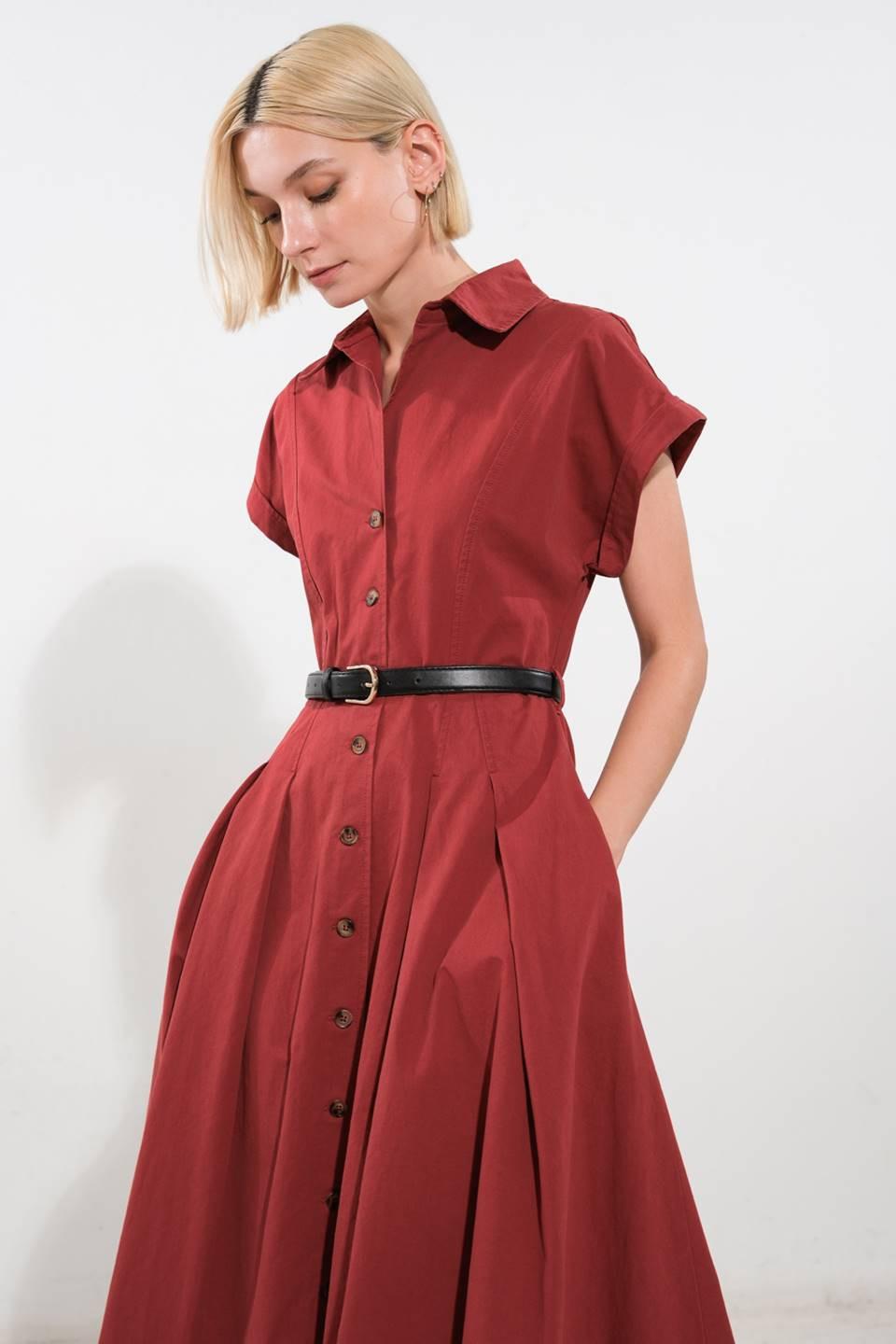 Flying Tomato Perfect Balance Woven Midi Dress in berry color, featuring a stylish, textured fabric and a flattering midi length.
