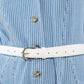 Flying Tomato denim midi dress in blue and white with a sun-inspired design, perfect for casual summer wear.