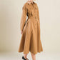 CHARMING DECISION WOVEN MIDI DRESS