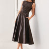 DARK TRUFFLE FAUX LEATHER MIDI DRESS - DARK BROWN