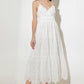 Off-white luminous bliss woven eyelet midi dress by Flying Tomato, featuring delicate eyelet details and a flowing silhouette.