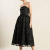 CONFIDENCE GAME LACE MIDI DRESS - BLACK