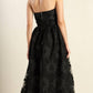 Black Confidence Game lace midi dress by Flying Tomato, featuring intricate lace details and a flattering midi length.
