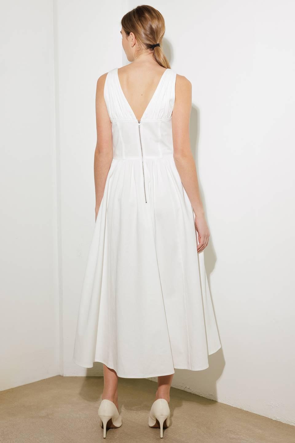 White woven midi dress from Flying Tomato's Fanciful Escapes collection, featuring a flowing, stylish design.
