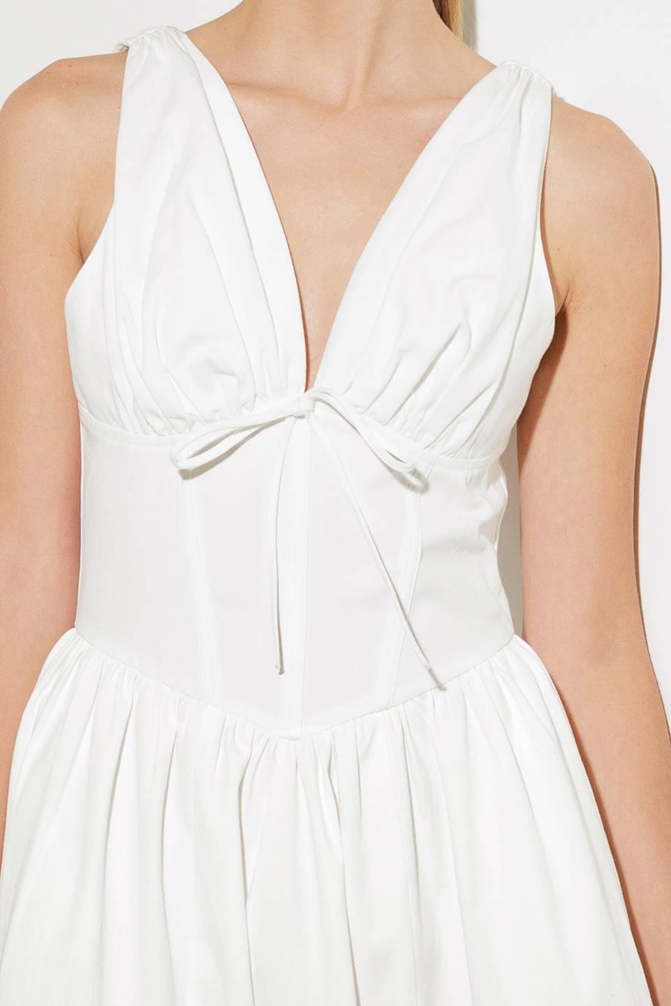 Flying Tomato Fanciful Escapes woven midi dress in white, featuring a flowy, bohemian style with intricate woven details.
