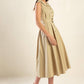 Beige woven midi dress by Flying Tomato featuring a relaxed fit and stylish design, perfect for casual or dressy occasions.
