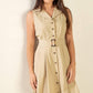 Beige woven midi dress by Flying Tomato from the Ideal Approach collection, featuring a stylish, flowy design and elegant length.
