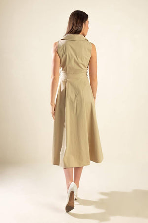 Beige woven midi dress from Flying Tomato's Ideal Approach collection, featuring a stylish and comfortable design.