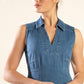 Medium denim midi dress from Flying Tomato's Genevieve collection, featuring a stylish, casual design with a fitted waist.