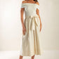 SOCIAL SEASON  OFF SHOULDER MIDI DRESS