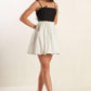 PATIO SENSETS WOVEN COMBINATION MINI DRESS