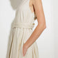 Ecru woven midi dress by Flying Tomato featuring a flowing design and textured fabric, perfect for casual or summer wear.