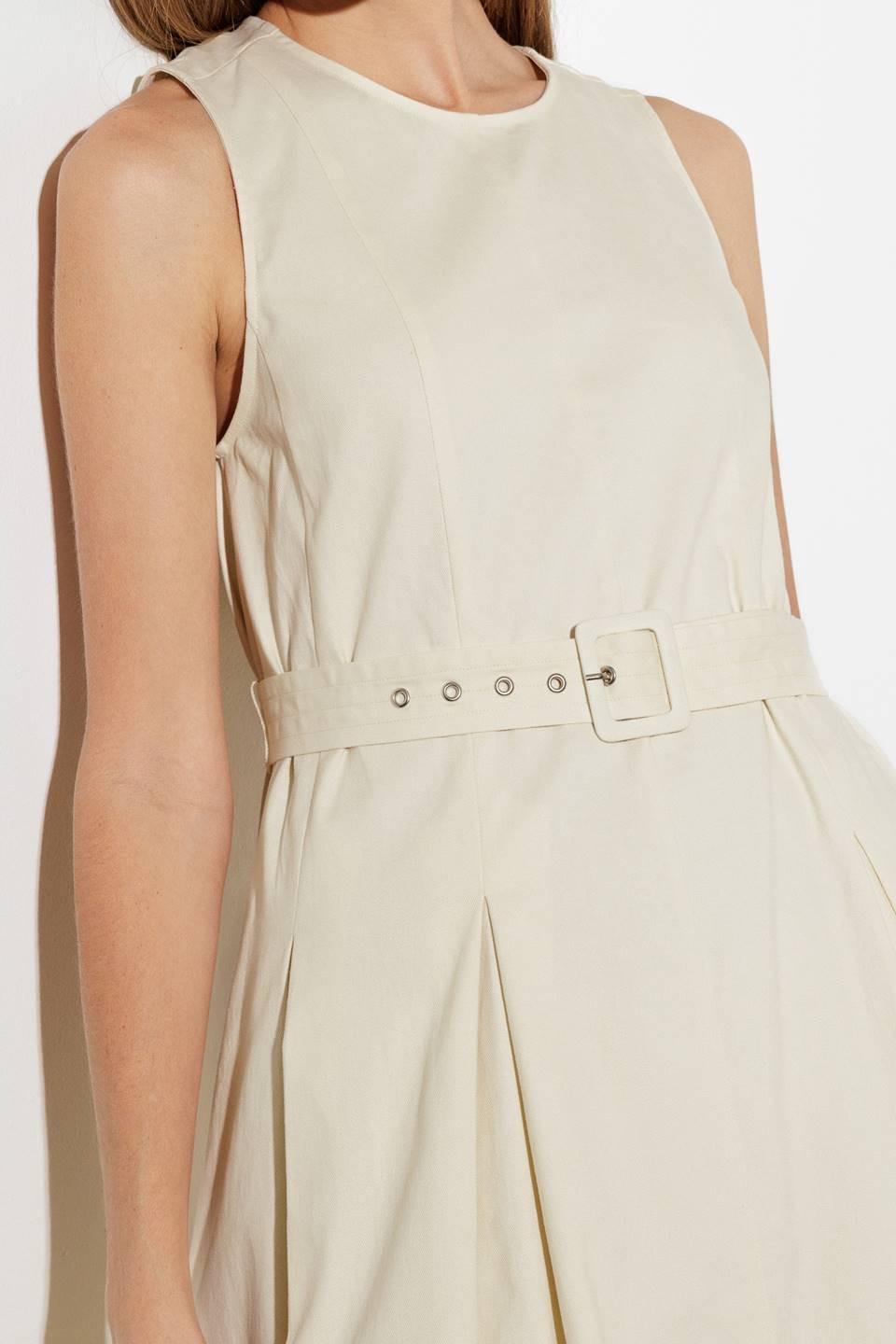 Flying Tomato Over the Waters woven midi dress in ecru with floral pattern, lightweight and flowy for casual summer wear.