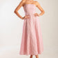 Light pink woven midi dress by Flying Tomato, featuring a relaxed fit and stylish design, perfect for casual summer wear.