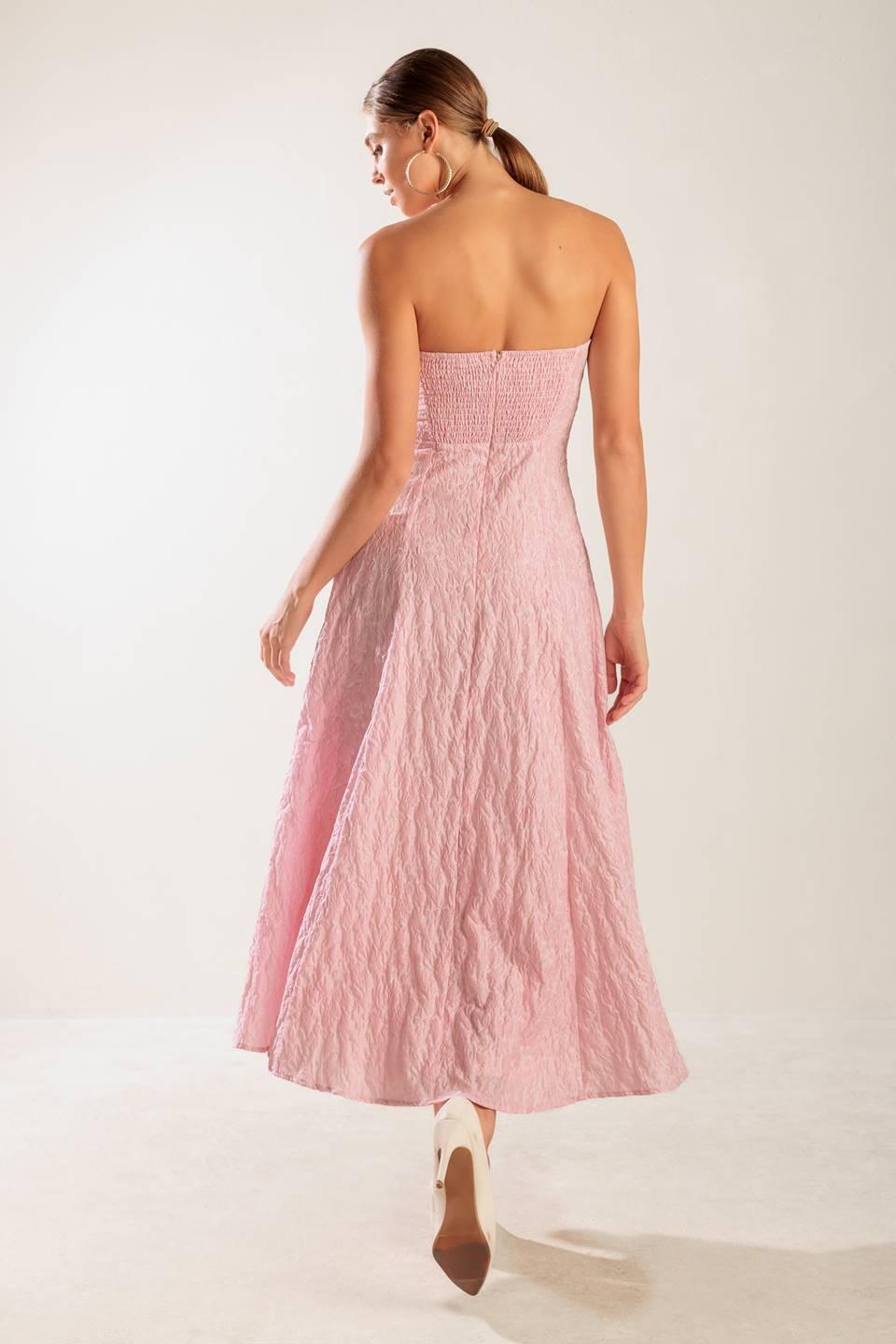 Light pink woven midi dress by Flying Tomato featuring a stylish, flowy design perfect for casual or summer wear.