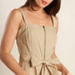 Flying Tomato Margot Dream woven midi dress in taupe, featuring a flowy, bohemian style with intricate woven details.