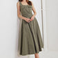 Flying Tomato Olive Grove Woven Midi Dress featuring a flowing olive green fabric and a comfortable, stylish design.