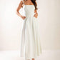 Flying Tomato Let's Go For A Walk woven midi dress in white, showcasing a lightweight, casual dress with a relaxed fit.