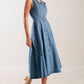 Flying Tomato blue denim midi dress from The Journey Begins collection, featuring a stylish, fitted silhouette and classic denim fabric.