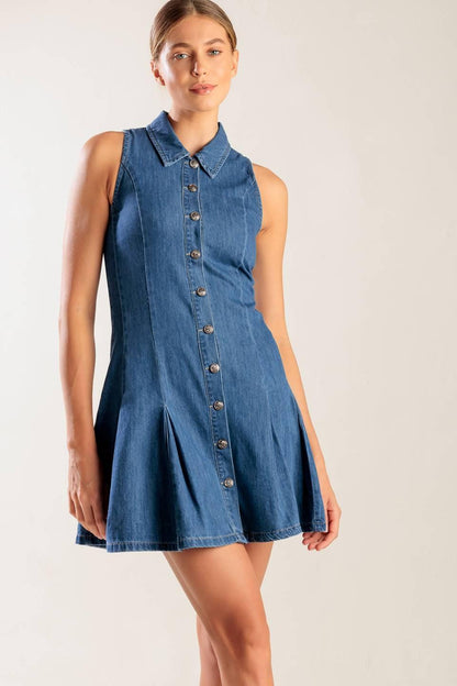 WHERE I WANT TO BE DENIM MINI DRESS
