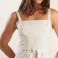 Flying Tomato Shay Lantana woven midi dress in white, with a flowy fabric and stylish design, perfect for casual or semi-formal wear.