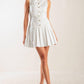 White woven mini dress by Flying Tomato, featuring a stylish sleeveless design and a fitted silhouette.