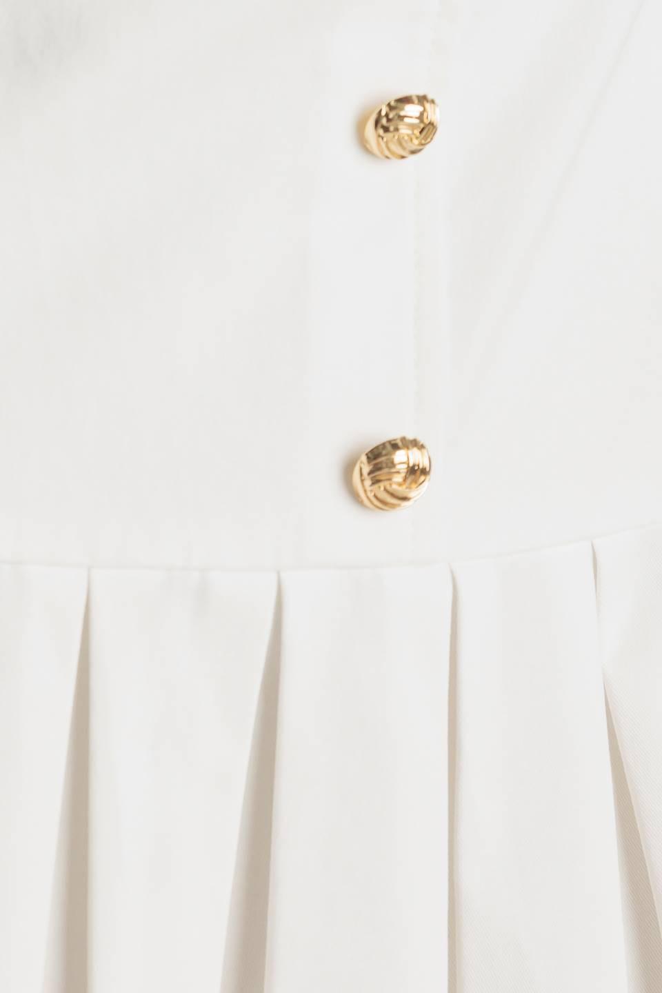 Flying Tomato white woven mini dress, stylish sleeveless dress with a fitted bodice and flared skirt, perfect for casual summer wear.
