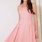 Pink woven midi dress from Flying Tomato with a soft fabric, featuring a stylish and comfortable design ideal for warm weather.