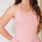 Pink woven midi dress from Flying Tomato's Caught in the Rain collection, featuring a flowy design and soft fabric.