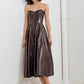 Chocolate brown faux leather midi dress by Flying Tomato, with fitted silhouette and stylish design.