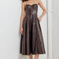 Flying Tomato Espresso Diva faux leather midi dress, chocolate brown, fitted style with long sleeves and sleek design.