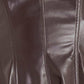 Flying Tomato Espresso Diva faux leather midi dress in chocolate brown, featuring a sleek, fitted silhouette and stylish design.