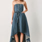 MIDNIGHT VOLUME DENIM MIDI DRESS