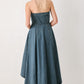 MIDNIGHT VOLUME DENIM MIDI DRESS