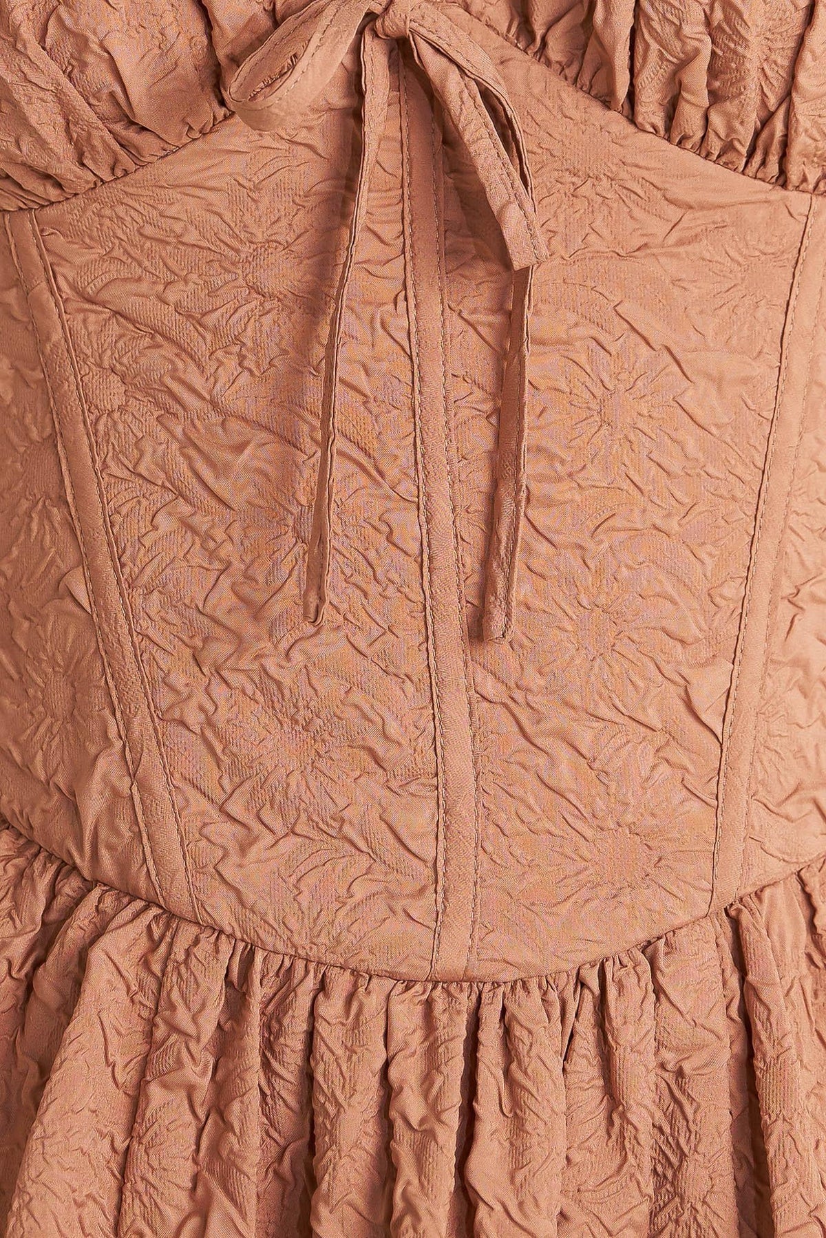 Flying Tomato Earthbound Charm Woven Midi Dress in mocha rose with a flowy, patterned design and sleeveless style.