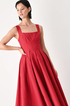 Flying Tomato white woven midi dress with a stylish, flowy design, perfect for casual or summer wear.